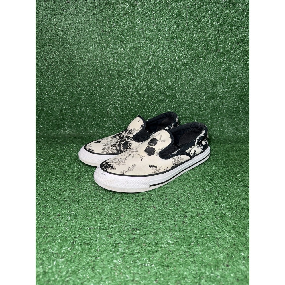 Vintage Converse All Star Womens Size 8.5 Black White Slip On Floral Y2K Grunge - Picture 3 of 9